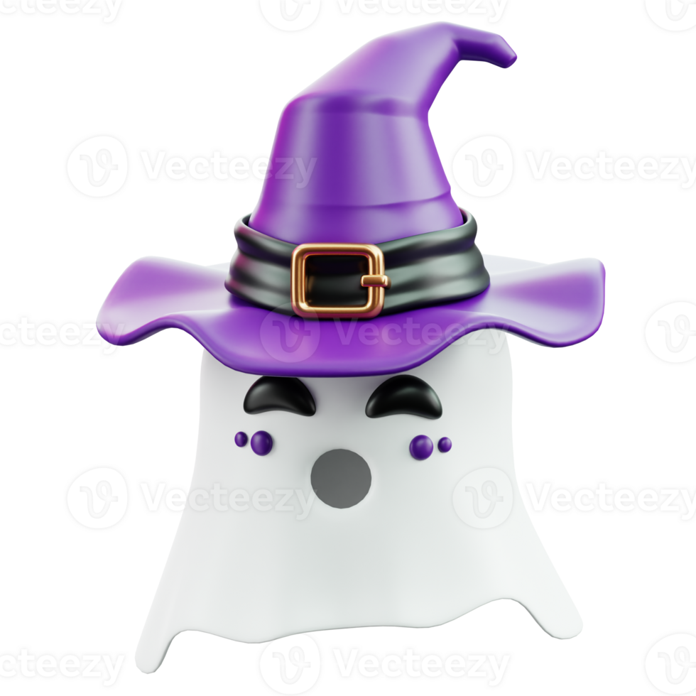 Ghost with witch hat 3D Halloween Icon for uiux, web, app, infographic, etc png