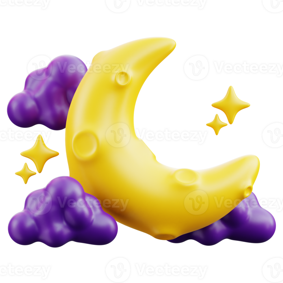 Dark cloud with bat and moon 3D Halloween Icon for uiux, web, app, infographic, etc png