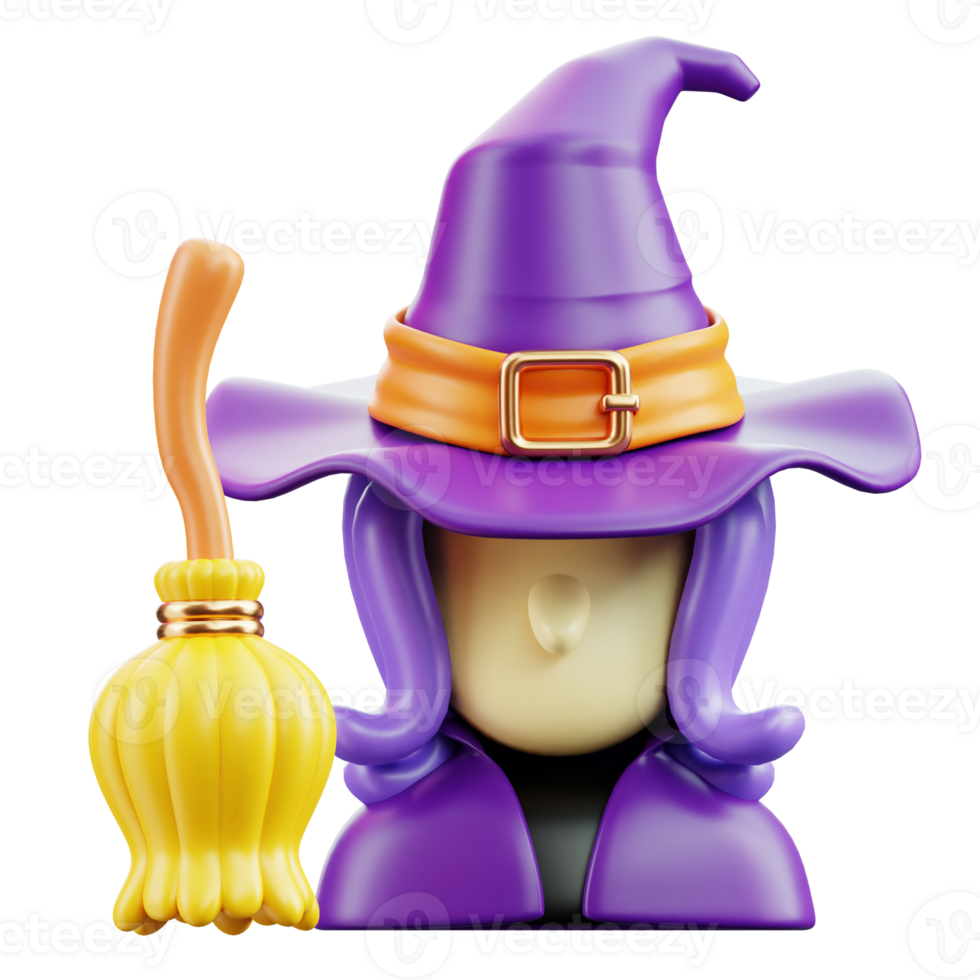Witch 3D Halloween Icon for uiux, web, app, infographic, etc png