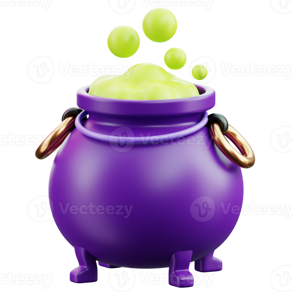 Witch Cauldron with bubbles 3D Halloween Icon for uiux, web, app, infographic, etc png