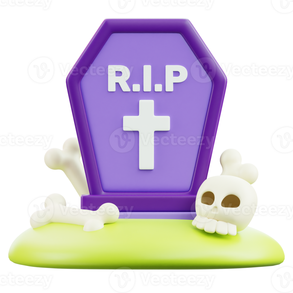 Graveyard with skull 3D Halloween Icon for uiux, web, app, infographic, etc png