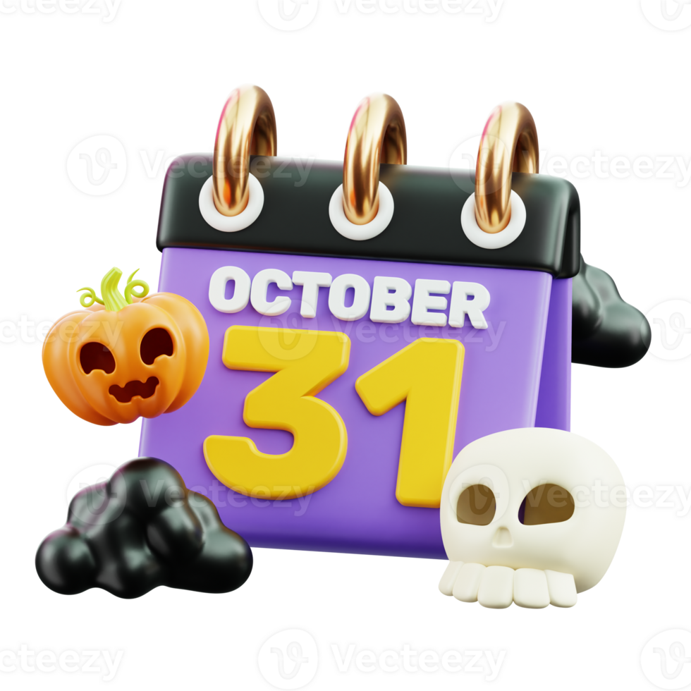 Halloween Date 31 October 3D Halloween Icon for uiux, web, app, infographic, etc png