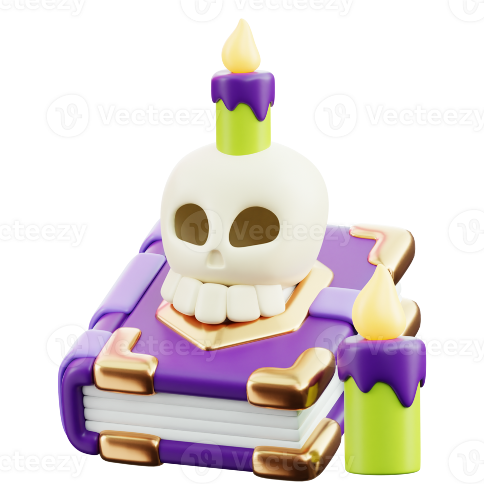 Creepy book with skull 3D Halloween Icon for uiux, web, app, infographic, etc png