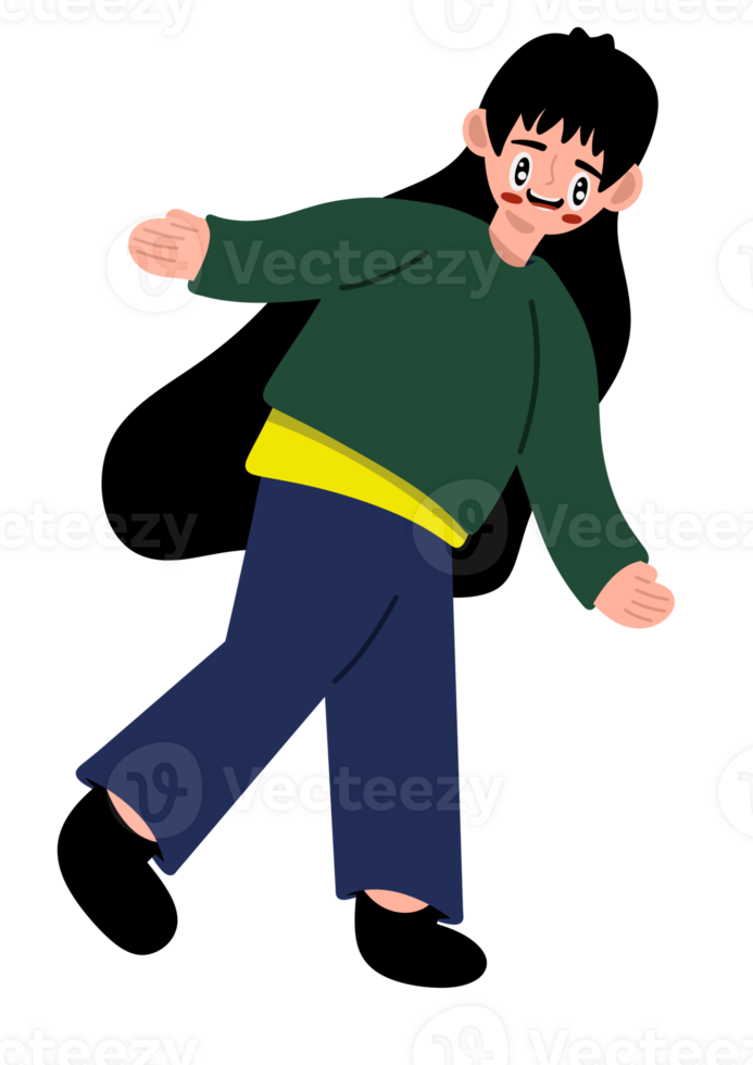 A cartoon boy is running and jumping png