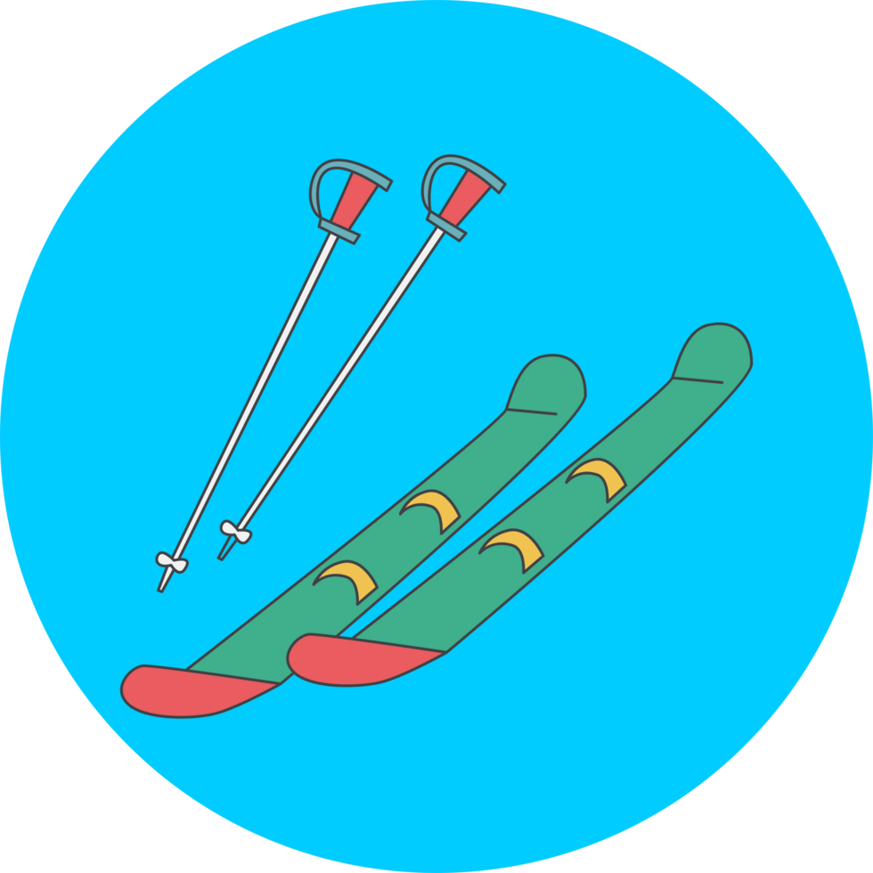 a pair of skis and poles on a blue background png