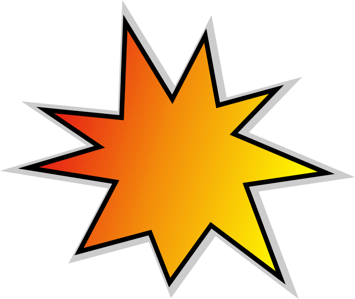 A cartoon starburst icon on a black background png