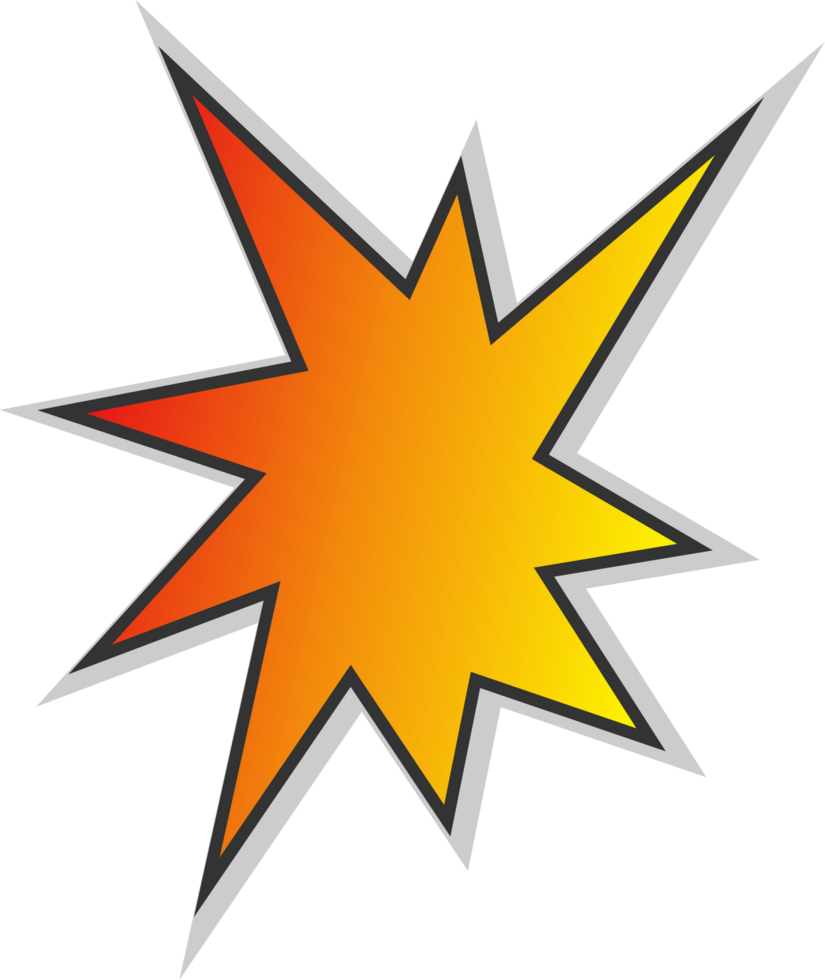A cartoon starburst icon on a black background png