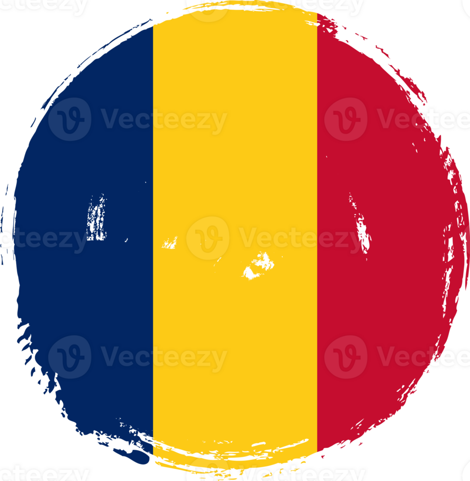 Chad flag circle grunge style png