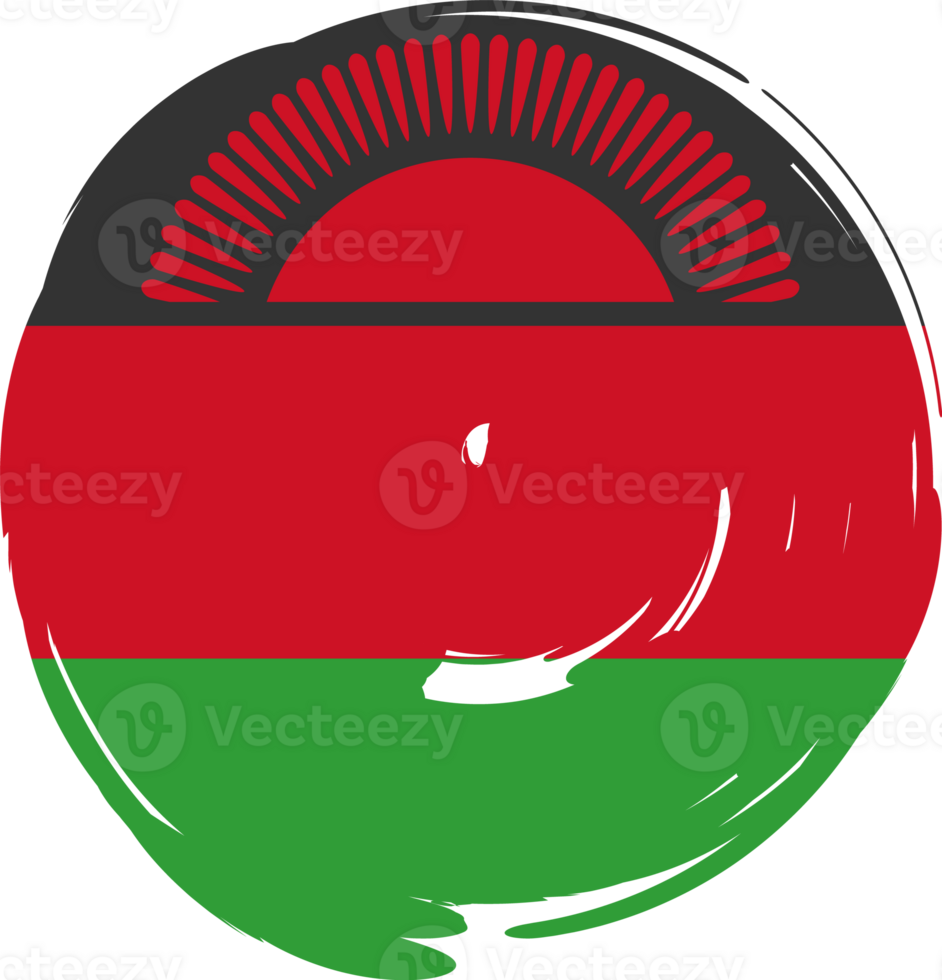 Malawi flag circle grunge style png