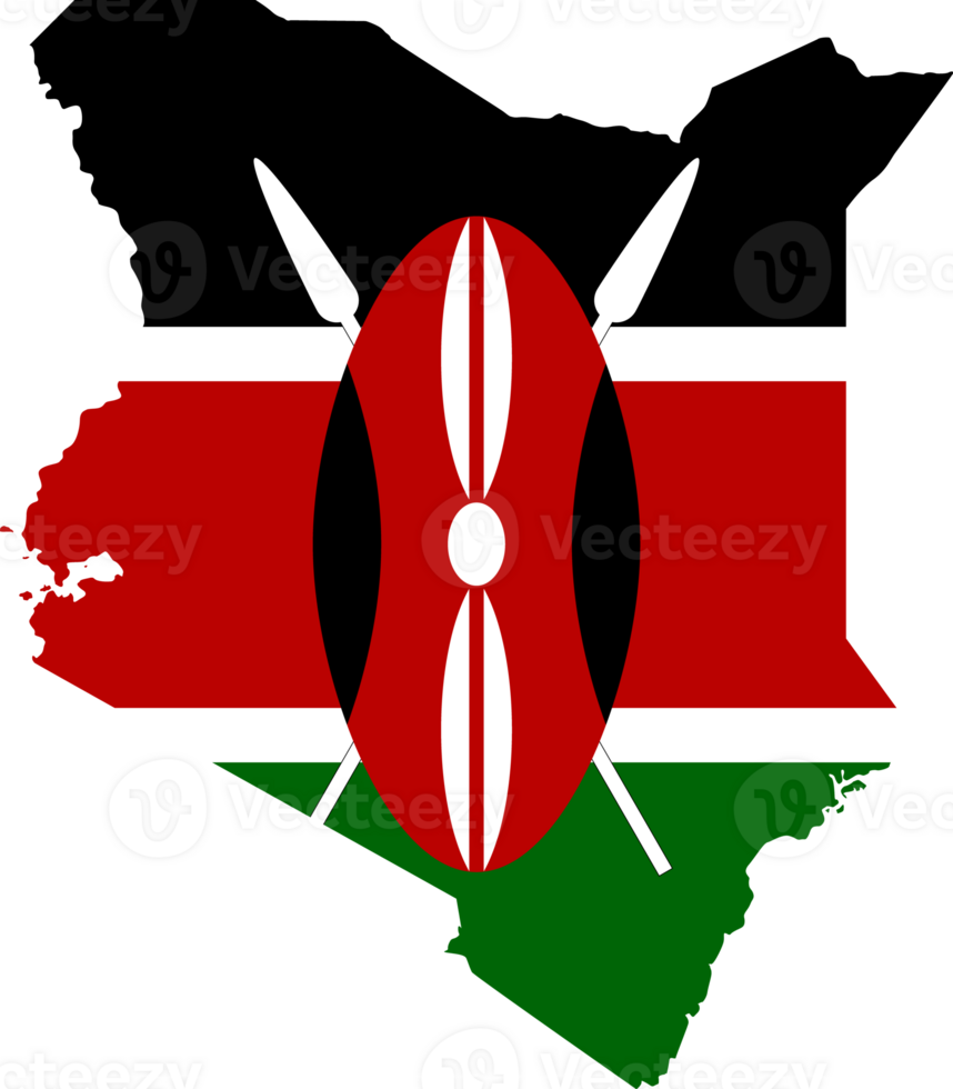 Kenya flag pattern on country map png