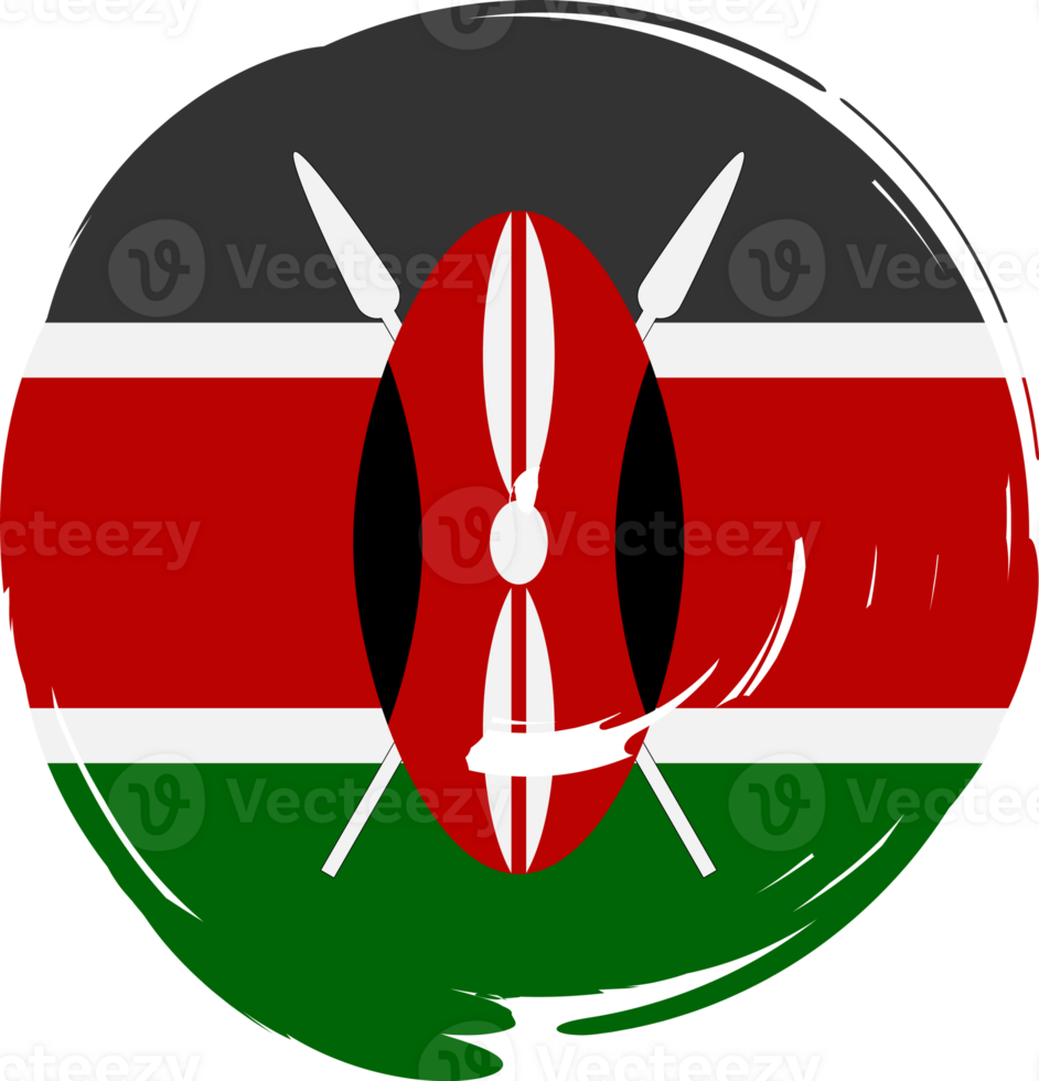 Kenya flag circle grunge style png