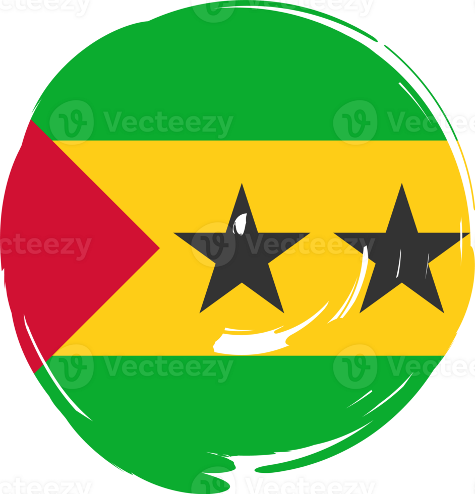 Sao Tome and Principe flag circle grunge style png