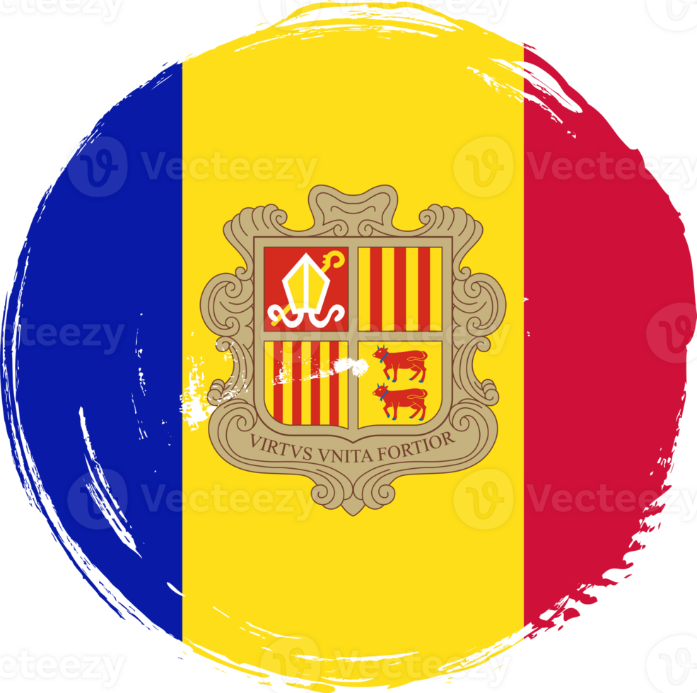 Andorra flag circle grunge style png
