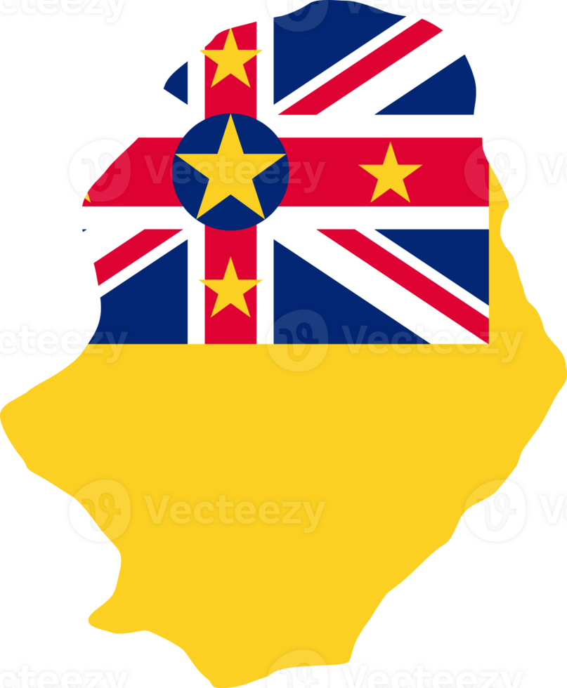 Niue flag pattern on country map png