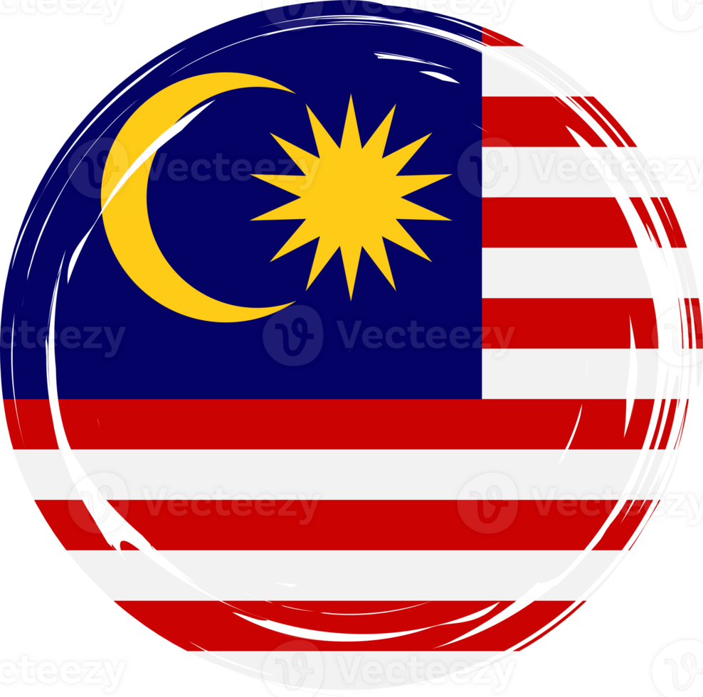 Malaysia flag circle grunge style png
