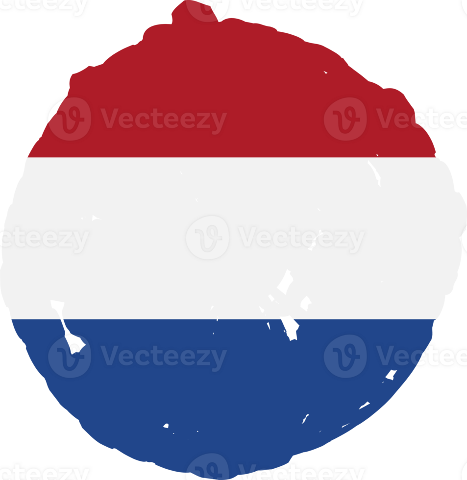 Netherlands flag circle grunge style png
