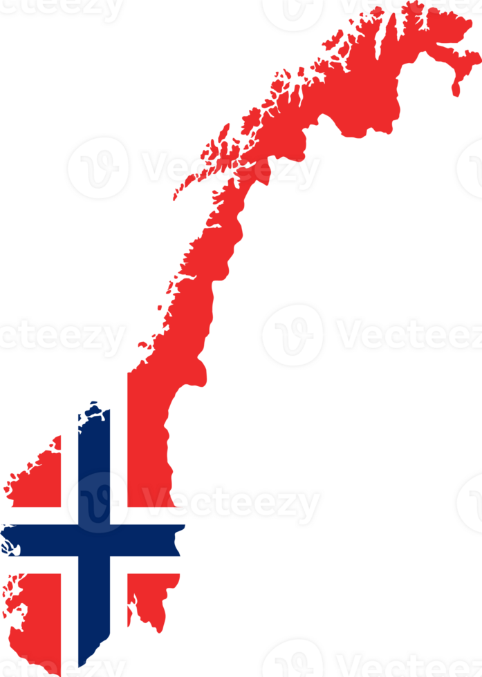 Norway flag pattern on country map png
