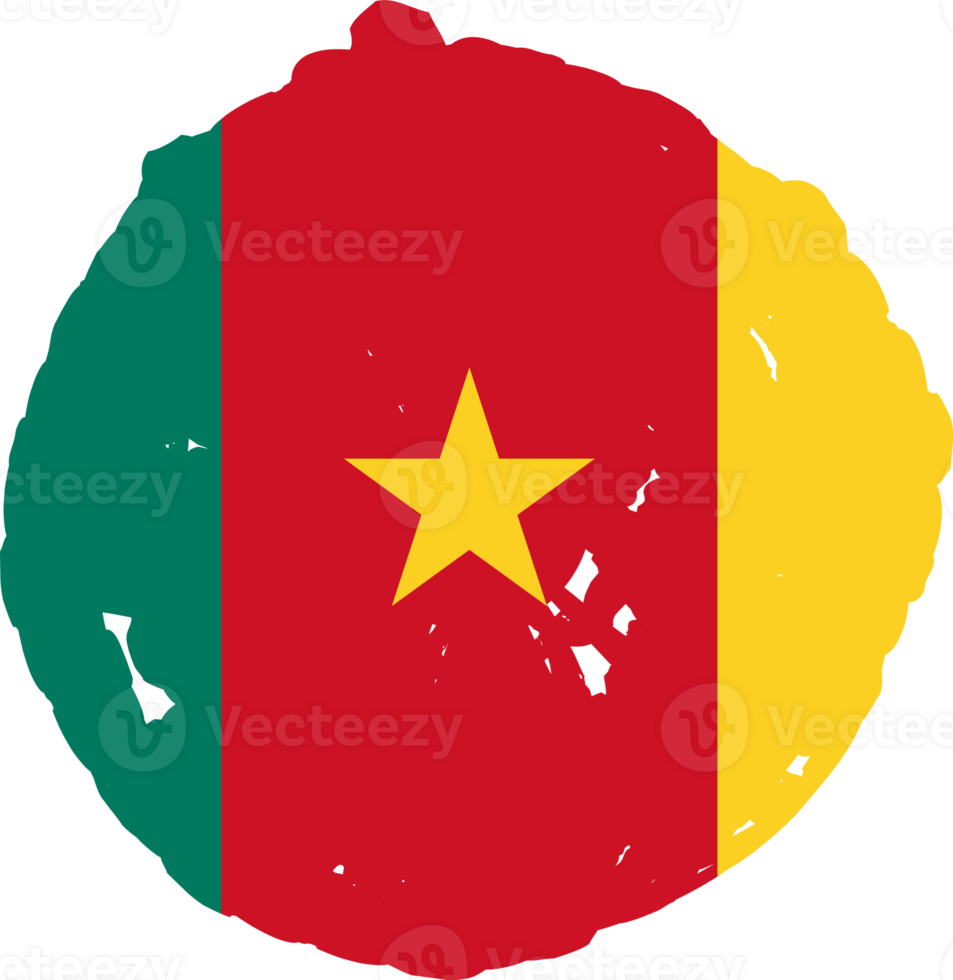 Cameroon flag circle grunge style png