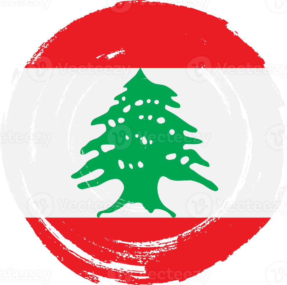 Lebanon flag circle grunge style png