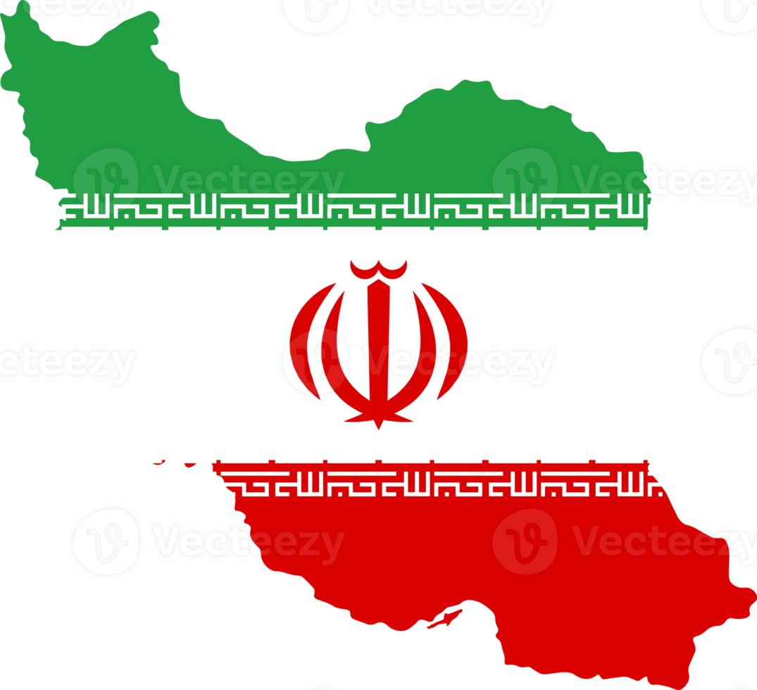 Iran flag pattern on country map png