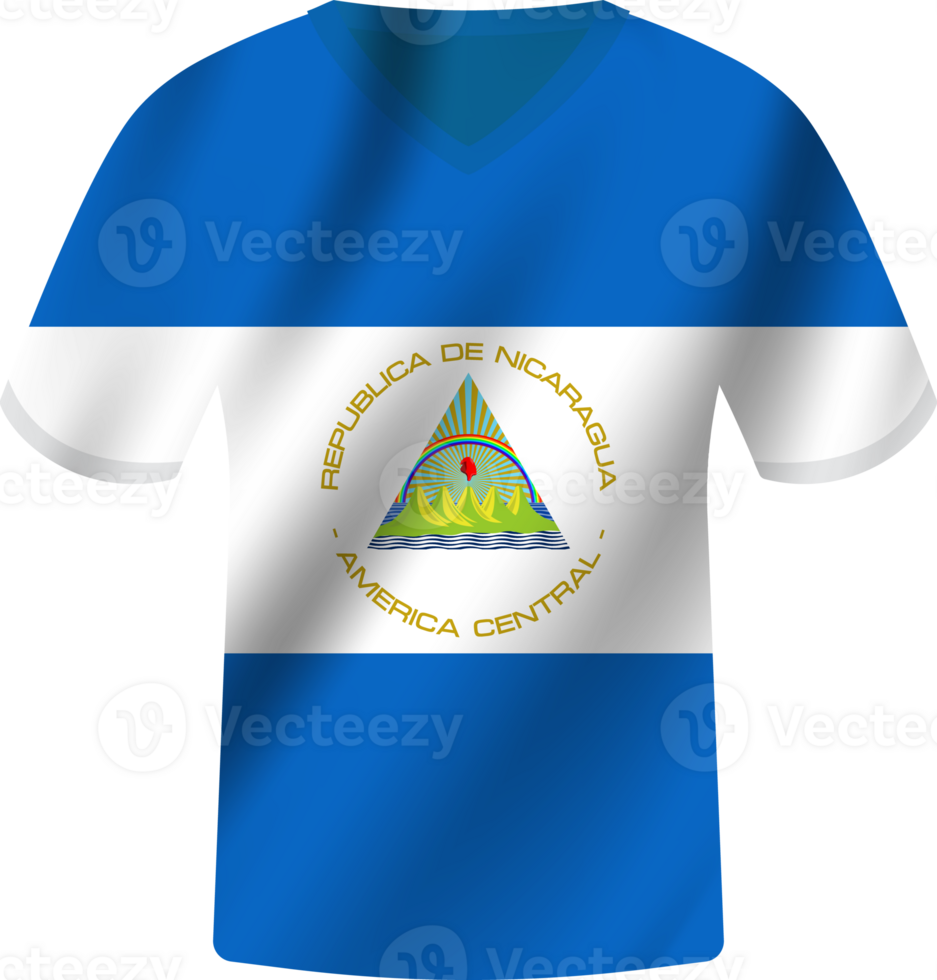 Nicaragua flag waving jersey soccer team png