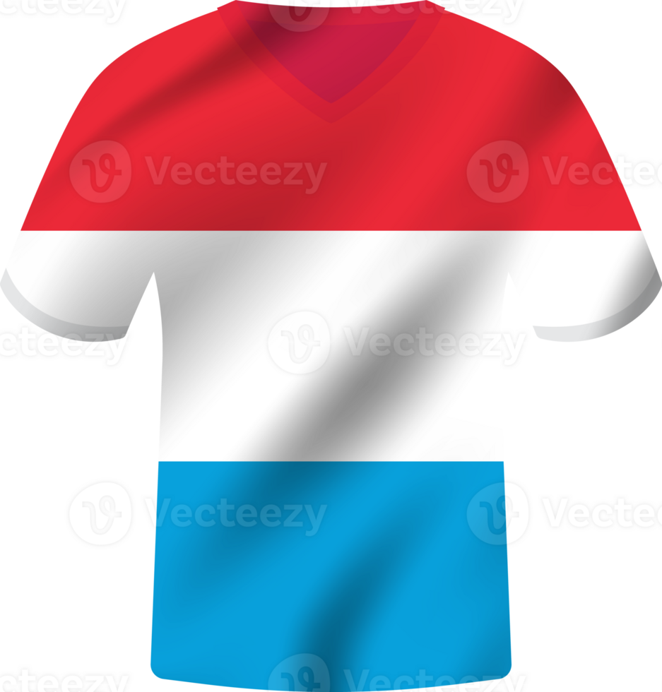 Luxembourg flag waving jersey soccer team png