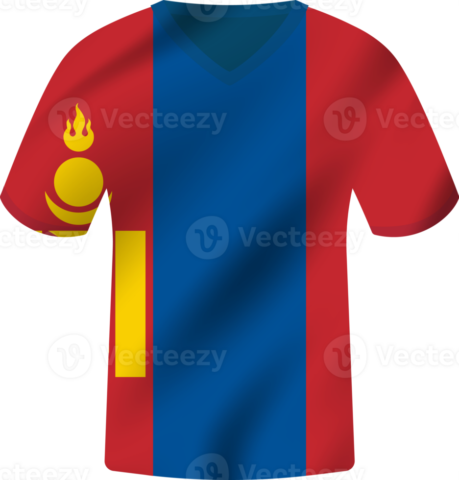 Mongolia flag waving jersey soccer team png