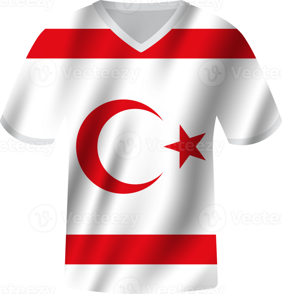 Northern Cyprus flag waving jersey soccer team png
