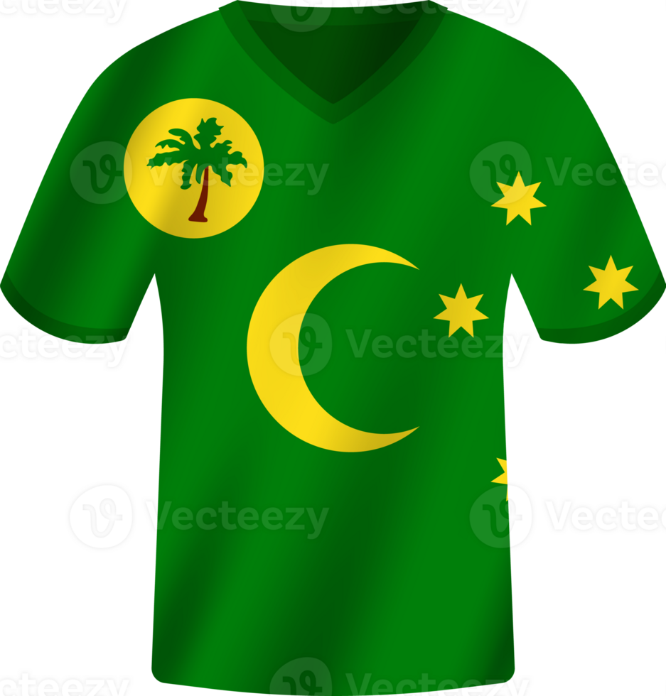 Cocos Keeling Islands flag waving jersey soccer team png