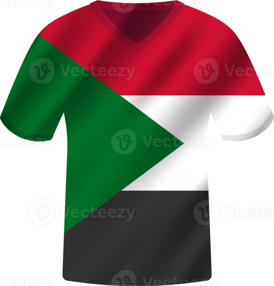 Sudan flag waving jersey soccer team png