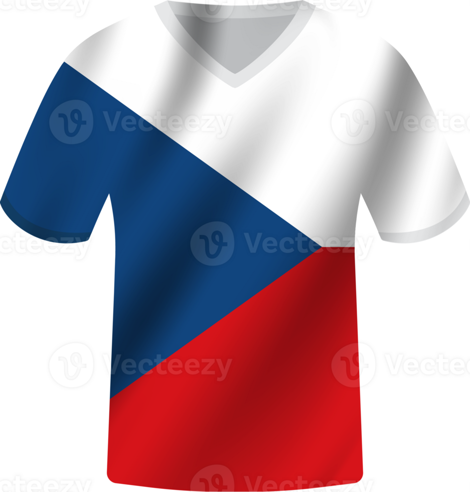 Czech Republic flag waving jersey soccer team png
