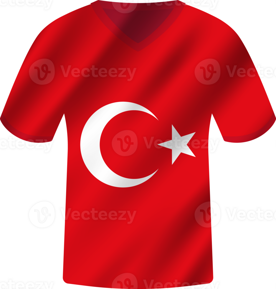 Turkey flag waving jersey soccer team png
