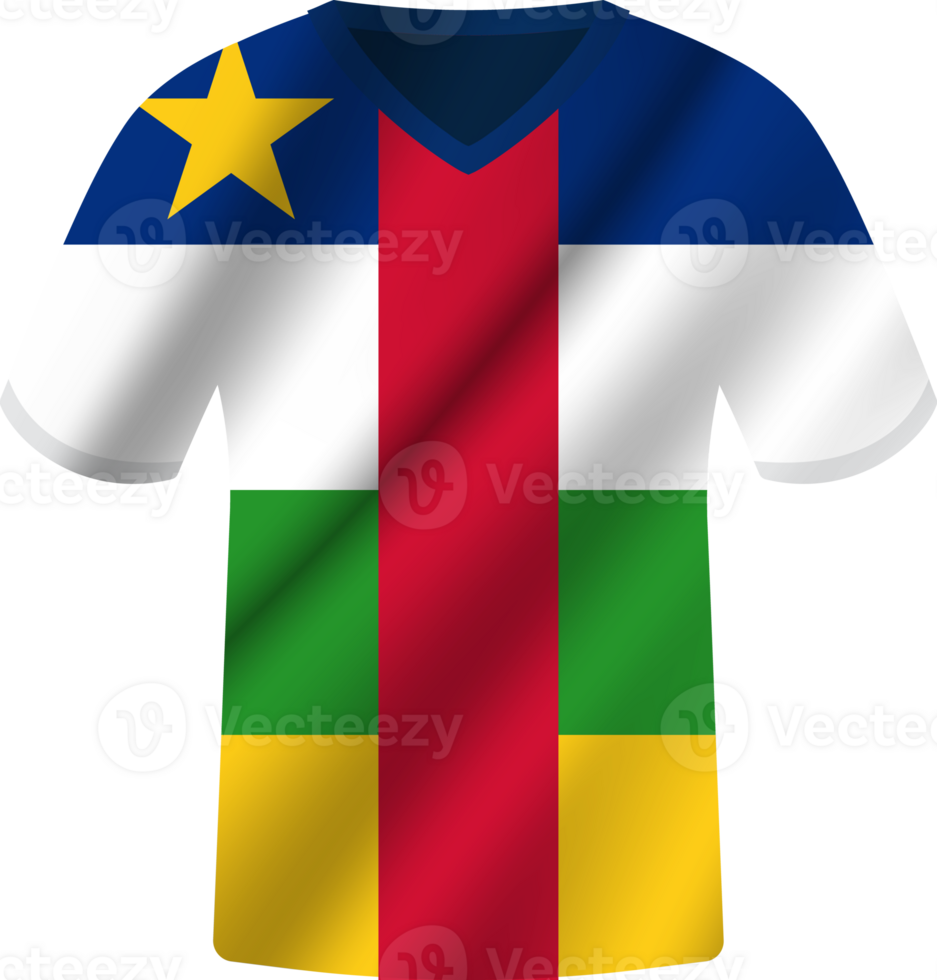 Central African Republic flag waving jersey soccer team png