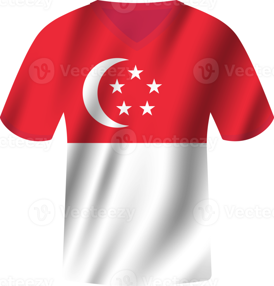 Singapore flag waving jersey soccer team png