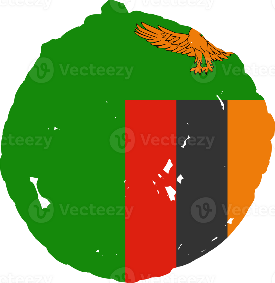 Zambia flag circle grunge style png