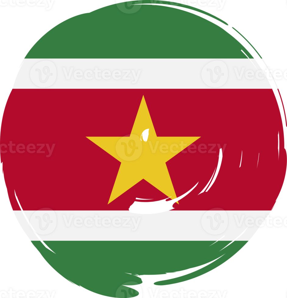 Suriname flag circle grunge style png