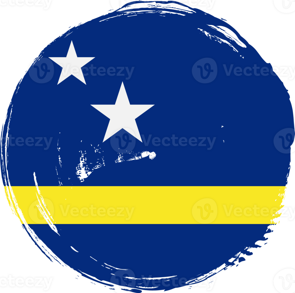 Curacao flag circle grunge style png