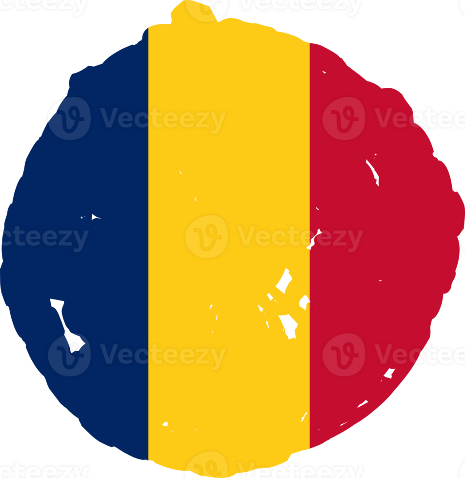 Romania flag circle grunge style png