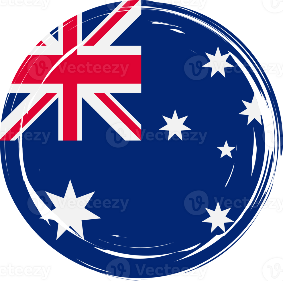 Australia flag circle grunge style png