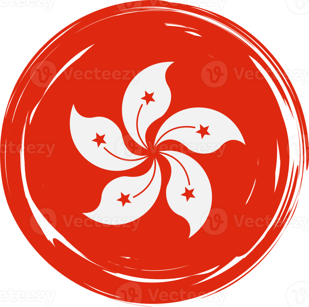Hong Kong flag circle grunge style png