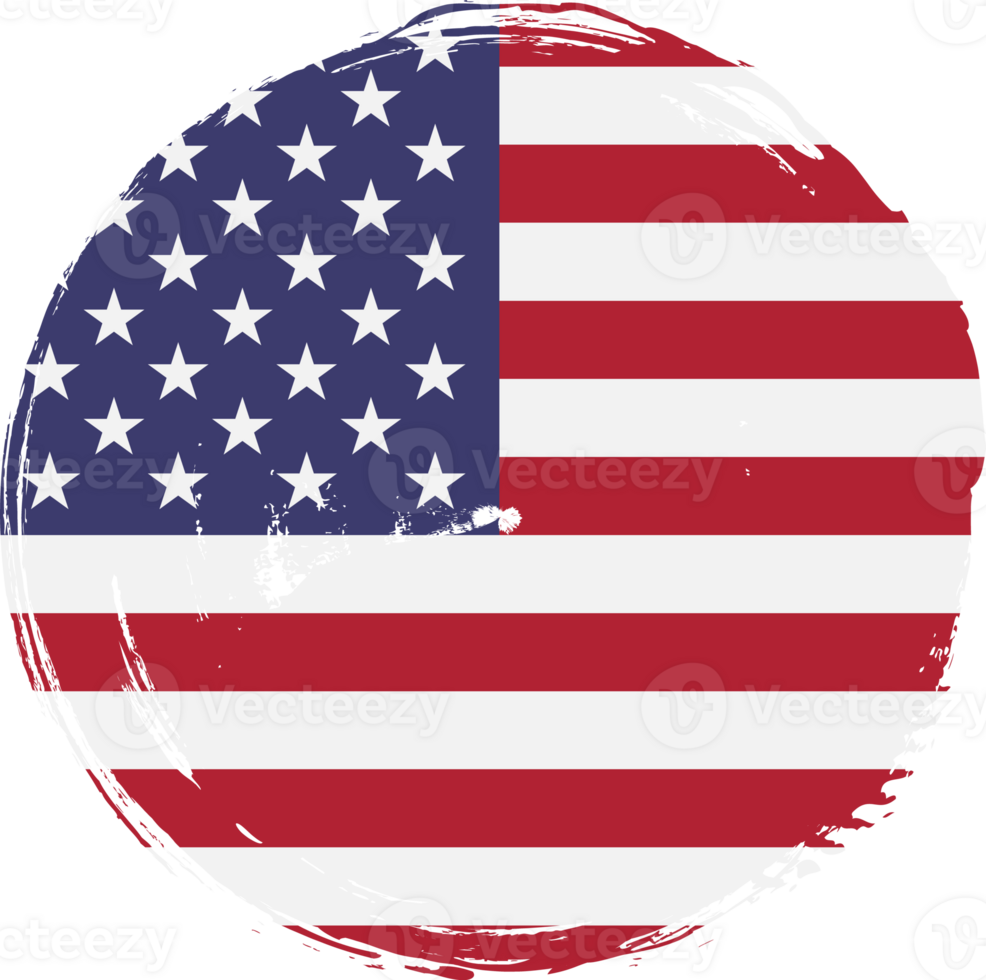 United states of america flag circle grunge style png