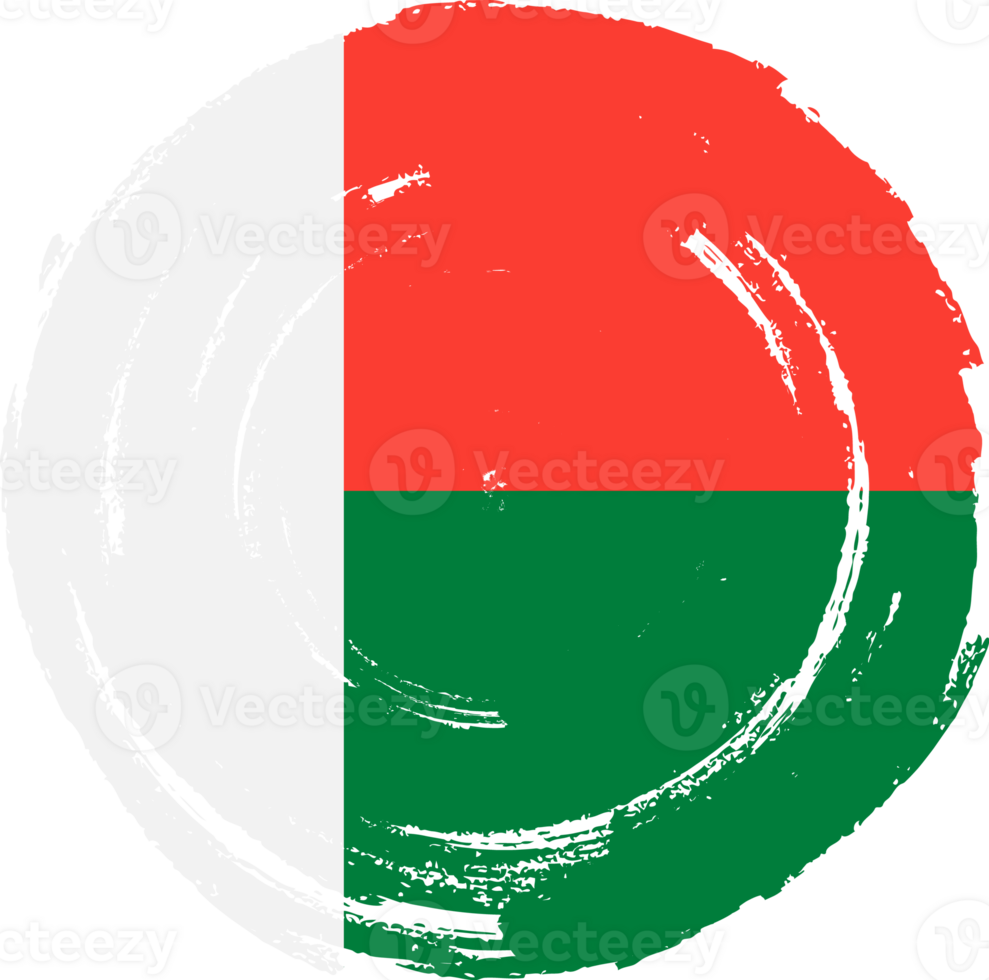 Madagascar flag circle grunge style png