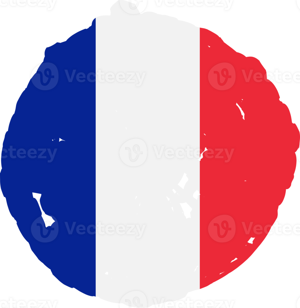 France flag circle grunge style png