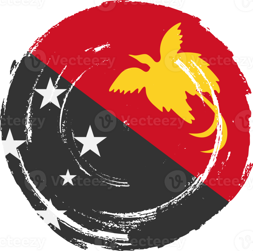 Papoea nieuw Guinea vlag cirkel grunge stijl png