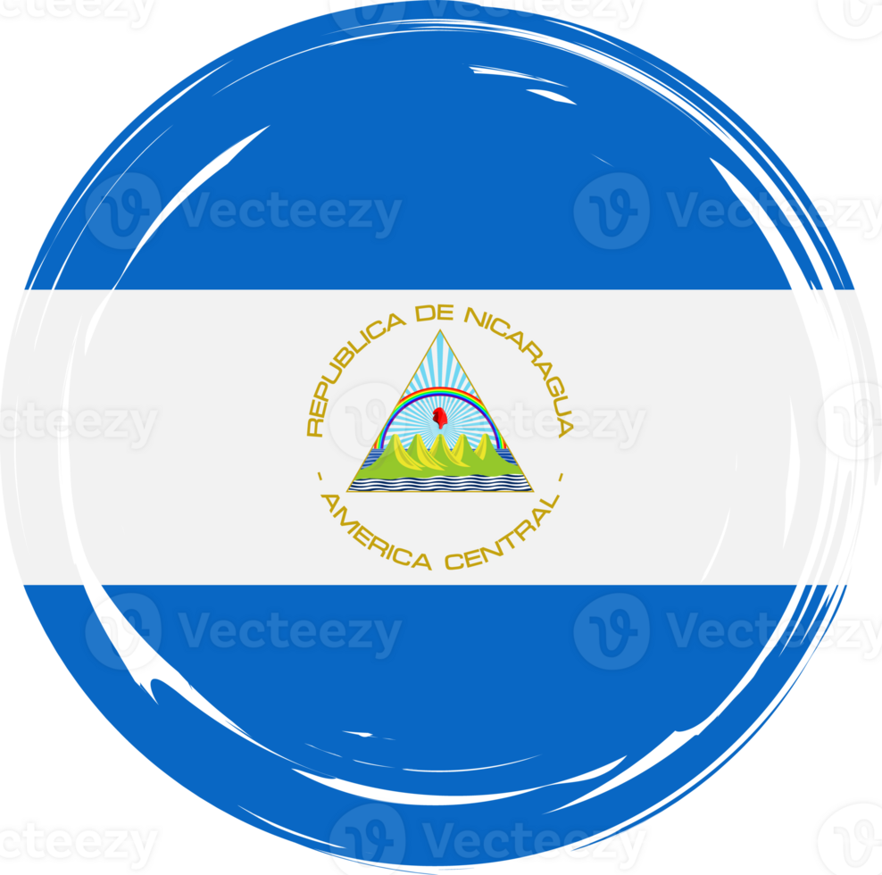 Nicaragua flag circle grunge style png