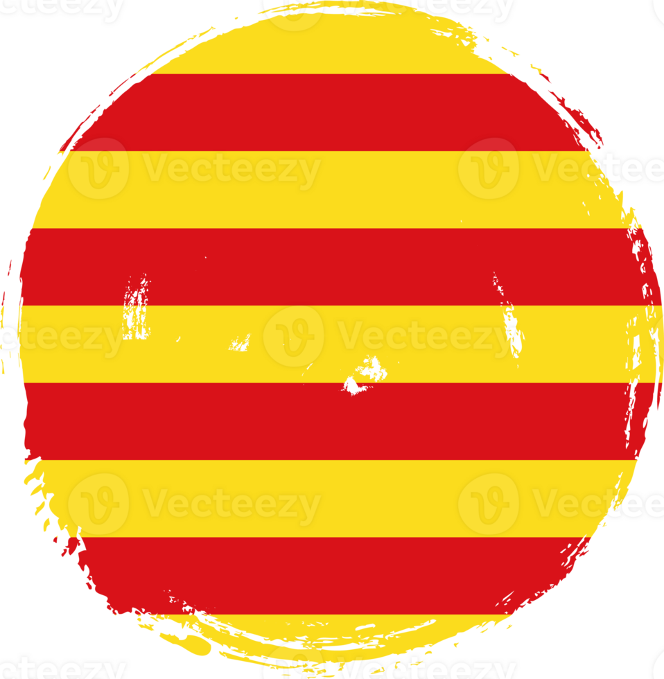Catalonia flag circle grunge style png