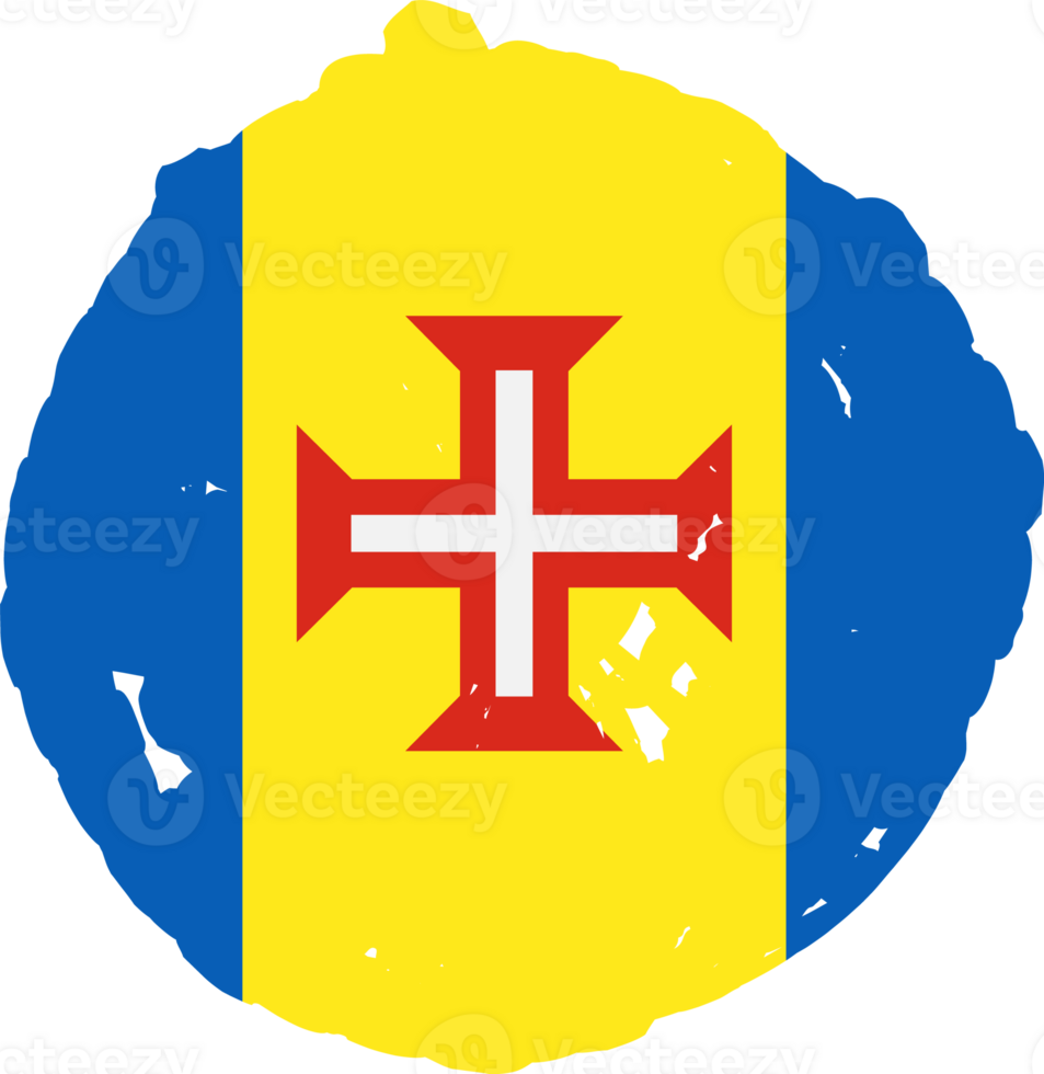 Madeira flag circle grunge style png