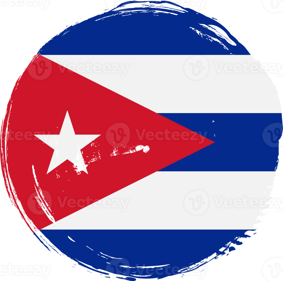 Cuba flag circle grunge style png