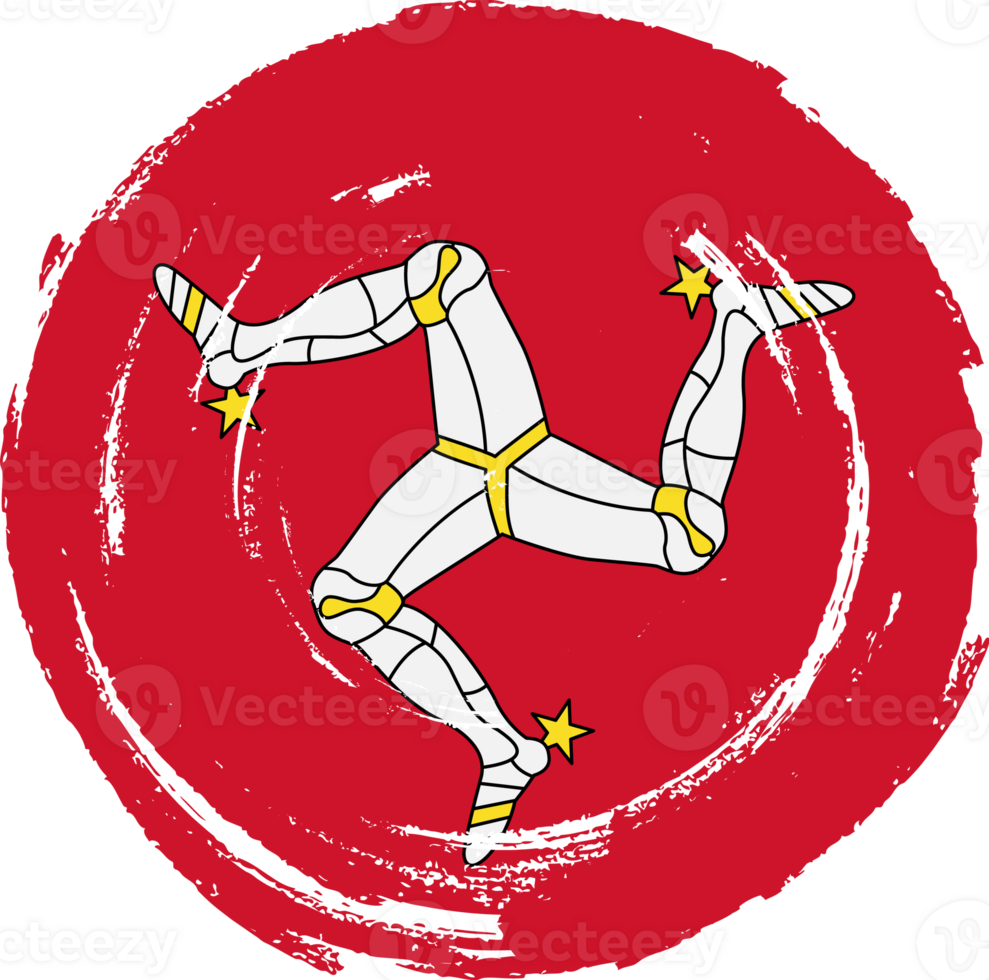 Isle of Man flag circle grunge style png