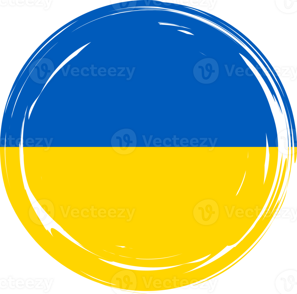Ukraine flag circle grunge style png